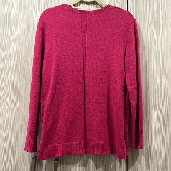 Anthropologie | V Neck Sweater | Hot Pink | XS - Picture 3 of 9